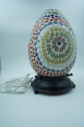 Handcrafted Mosaic Egg Table Lamp with Metal Base Handcrafted Mosaic Egg Table Lamp with Metal Base
