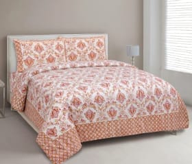 Bedsheet Adda Pure Cotton Jaipuri Double Bedsheet & Matching Pillow Covers