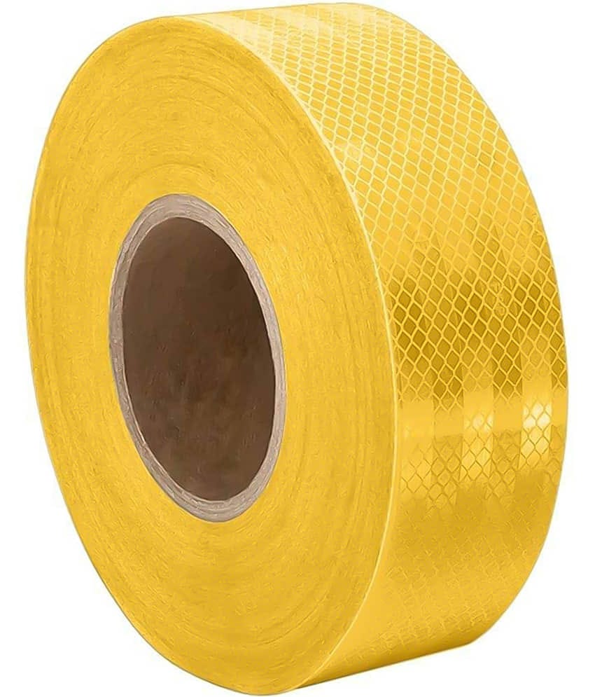 Yellow Reflective Radium Waterproof Warning Tape For road safety Yellow Single Sided Others ( Pack of 1 )