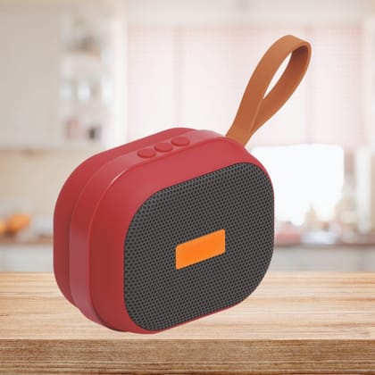 Stylish Portable Bluetooth Speaker with Carry Strap - Compact Design, Big Sound Color - Red