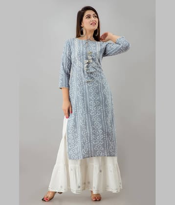 NeshamaKurti - Grey Rayon Women's Straight Kurti ( Pack of 1 )