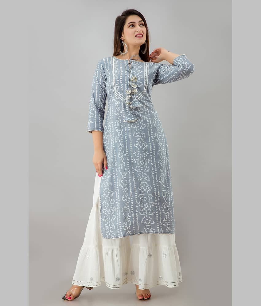 NeshamaKurti - Grey Rayon Women's Straight Kurti ( Pack of 1 )