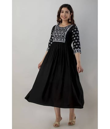 FABRR - Black Rayon Women's Flared Kurti ( Pack of 1 )