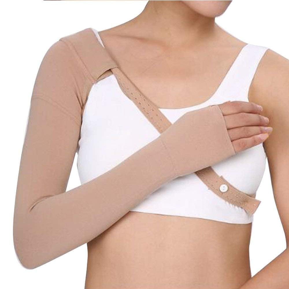 EZYFIT Medical Compression Arm Sleeves with Shoulder Strap and Support for Lymphedema | Graduated Compression - 20-30 mm/Hg | Post Mastectomy Sleeve for Lymphedema
