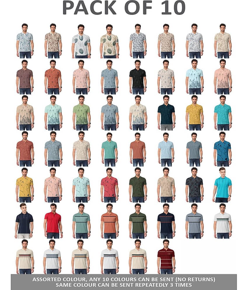 BULLMER Men Cotton Blend Regular Fit Printed Polo T Shirt ( Multicolor )