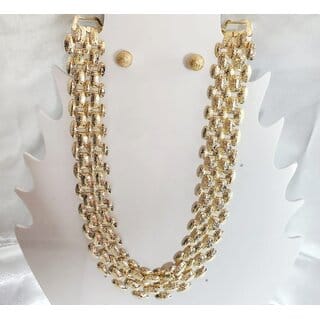 Trendy Twisted gold plated Neck chain with Earring for women