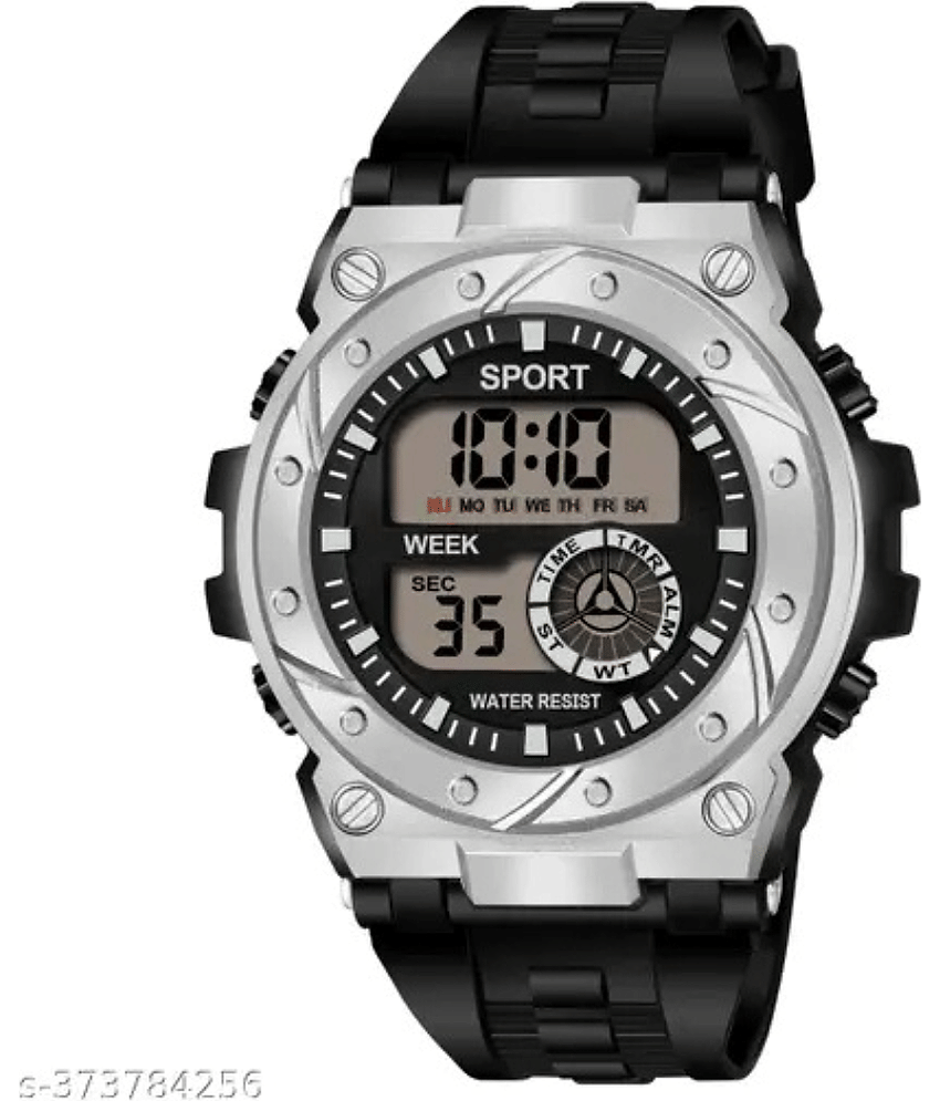 BANDSMITH Black PU Digital Men's Watch