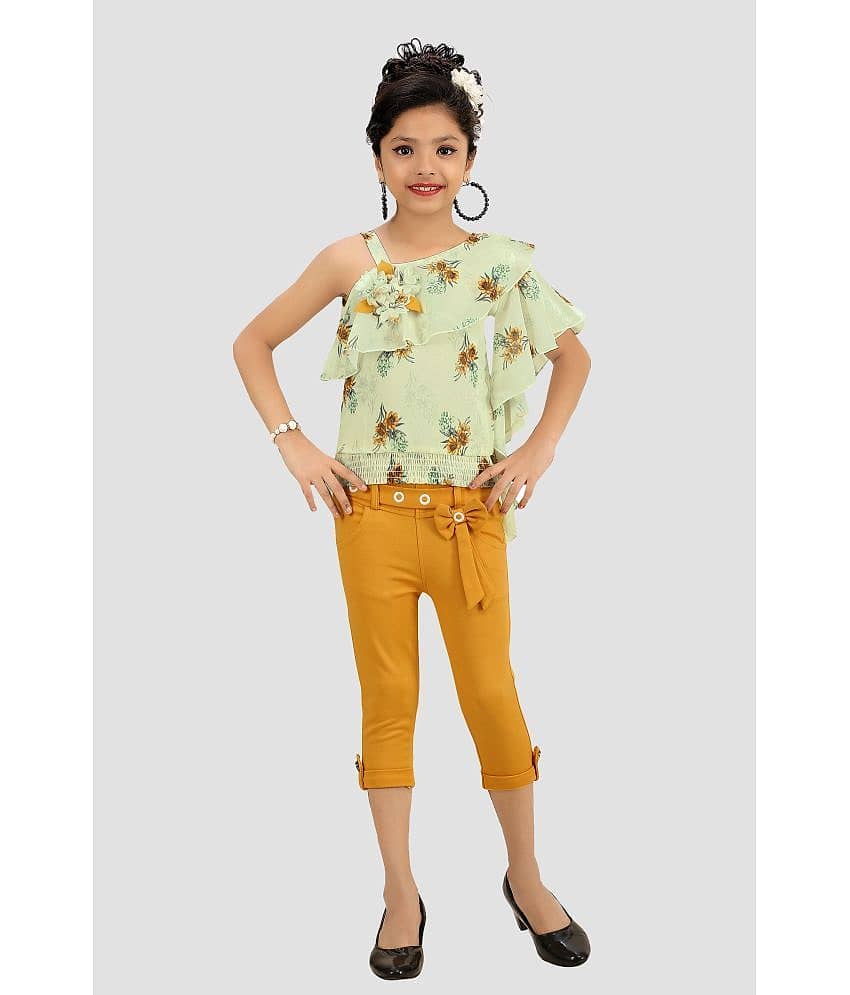 Arshia Fashions Pack of 1 Girls Polyester Top With Capris ( Yellow )