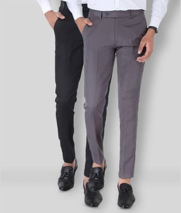SREY - Black Polycotton Slim - Fit Men's Chinos ( Pack of 2 )