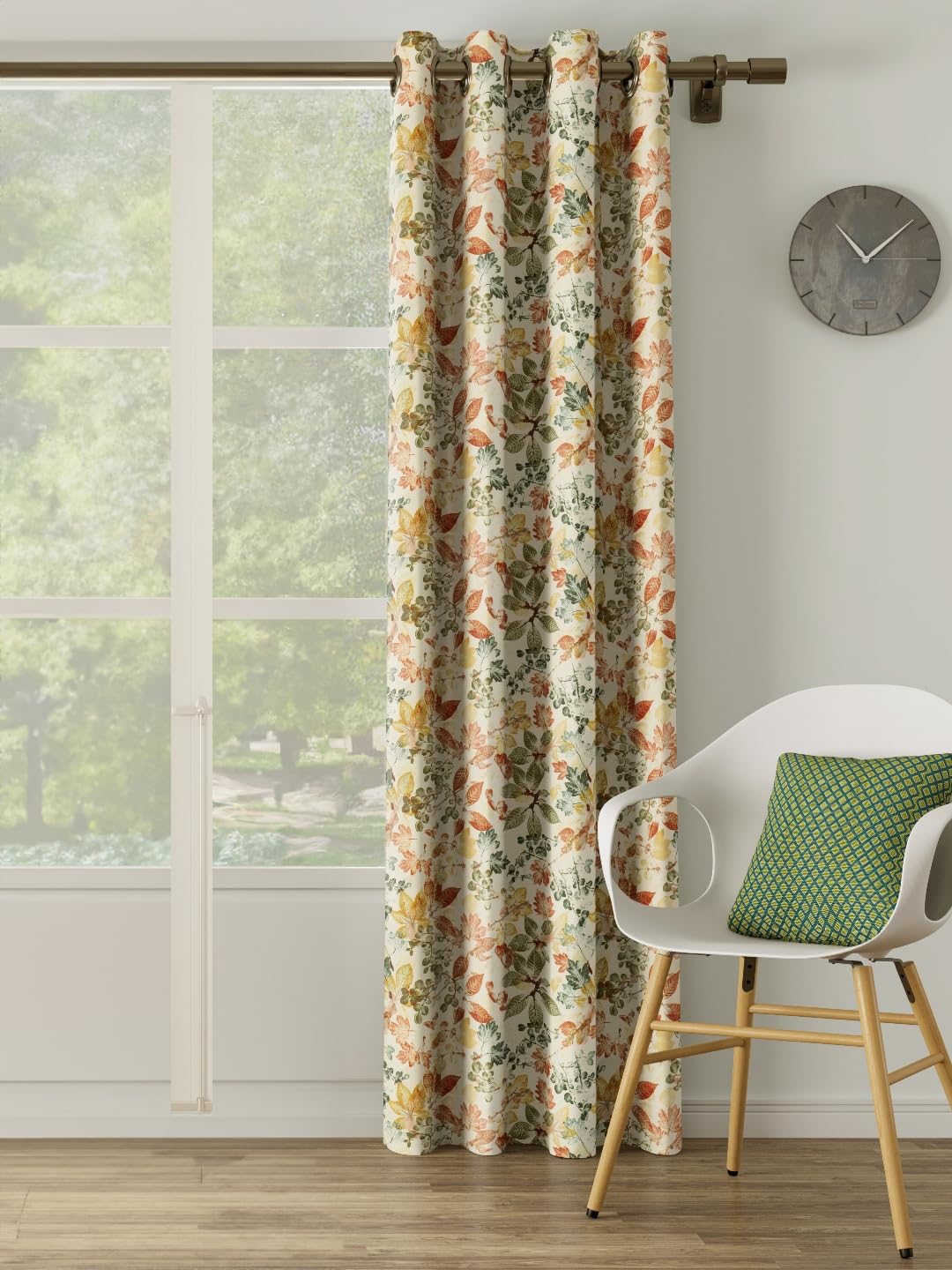 DDECOR - 100% PolyesterLeaves PatternDoor 7 Ft|135 CM X 225 CM| - Orange