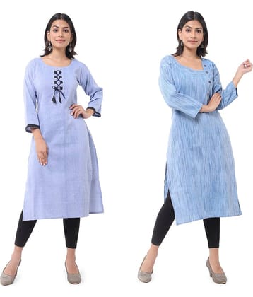 DESHBANDHU DBK - Multicolor Cotton Women's Straight Kurti ( Pack of 2 )