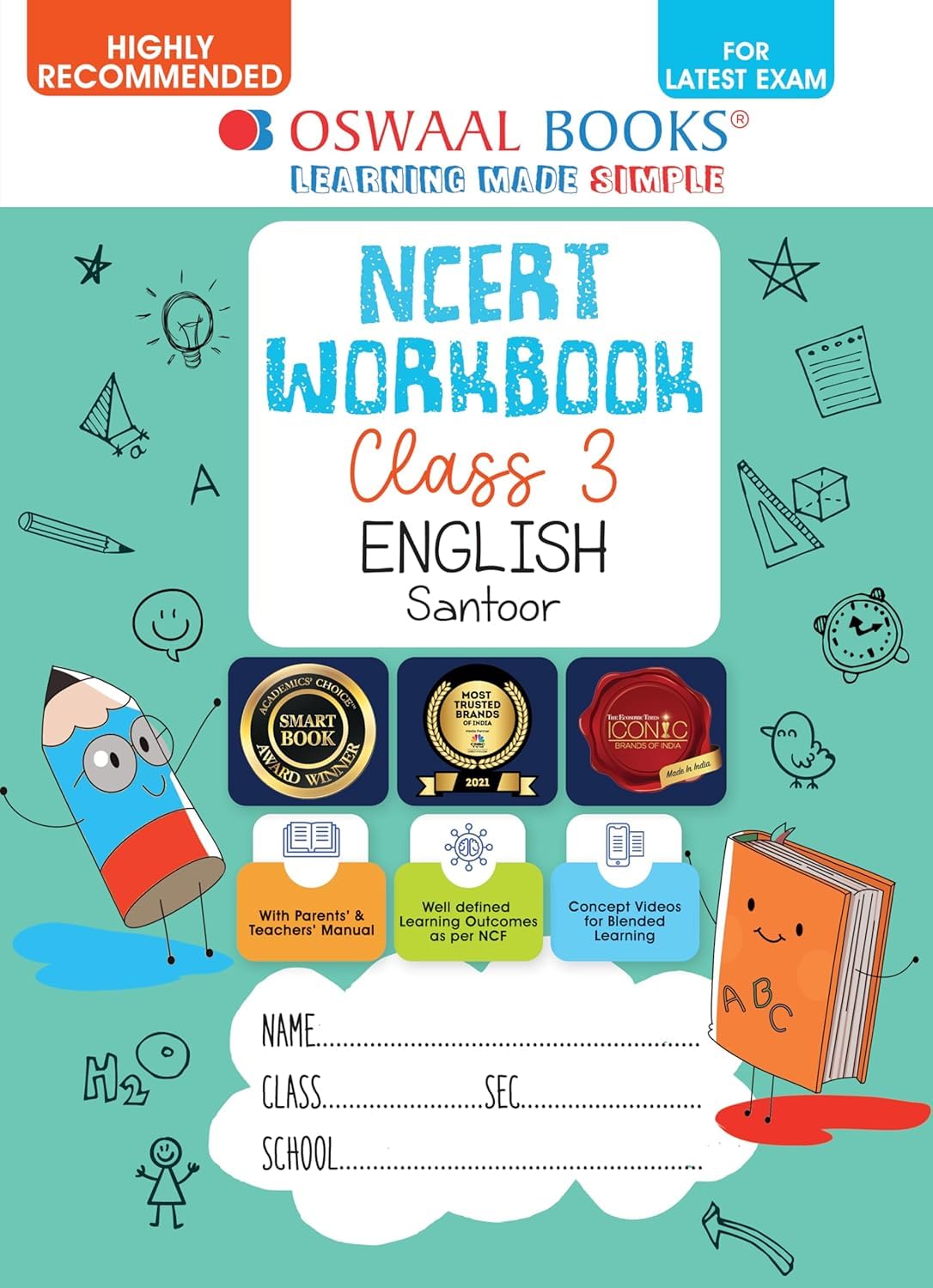 Oswaal Ncert Workbook English (Santoor) CLass 3 With latest syllabus with notes [Paperback] oswaal