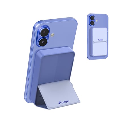URBN 10000 mAh Stand Magsafe Power Bank with Foldable Stand | 15W Fast Wireless Charging | Strong Magnetic Hold | Type C Input/Output | Pass Through Charging | MagTag Ring Included | (Ultra Marine) URBN 10000 mAh Stand Magsafe Power Bank with Foldable St