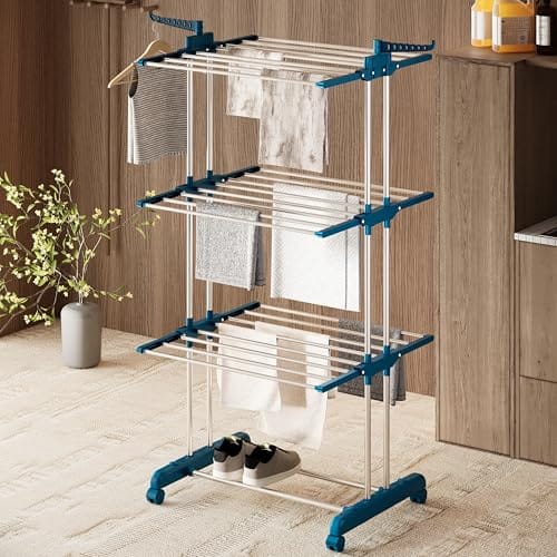 basics Mild Steel Double Supported 3 Layer Cloth Drying Rack