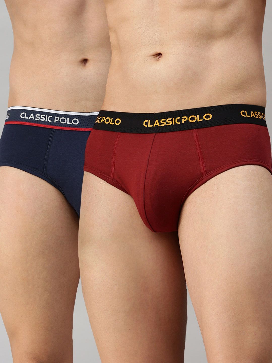 Classic Polo Men's Modal Solid Briefs | Scarce - Blue & Red (Pack of 2)