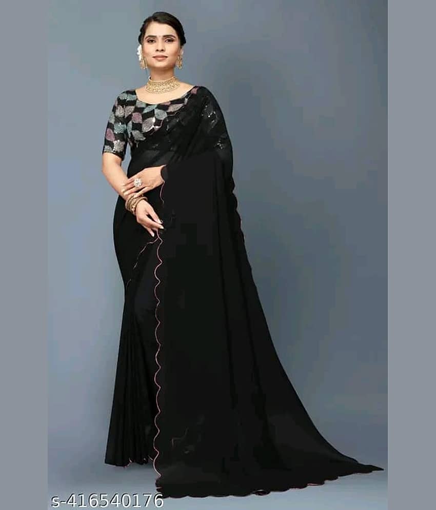 supalee Tex Georgette Solid Saree With Unstitched Blouse Piece ( Multicolor1 )