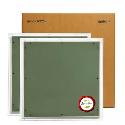 Skyhatch PLANEA Ceiling Trap Door 600x600 mm (CTD26) | Aluminium Frame Access Panel | Push Lock | MR Board Infill | | False Ceiling Access Hatch | IQUBX Products | Pack of 2