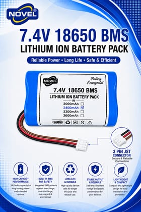 NOVEL 7.4V 18650 BMS LITHIUM ION DUAL BATTERY PACK WITH DC FEMALE- 2400mAh
