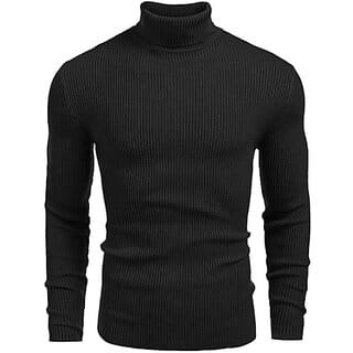 Fashlook Solid High Neck Wool Blend Casual Black Full Sleeve T-Shirt For Mens Fashlook Solid High Neck Wool Blend Casual Black Full Sleeve T-Shirt For Mens