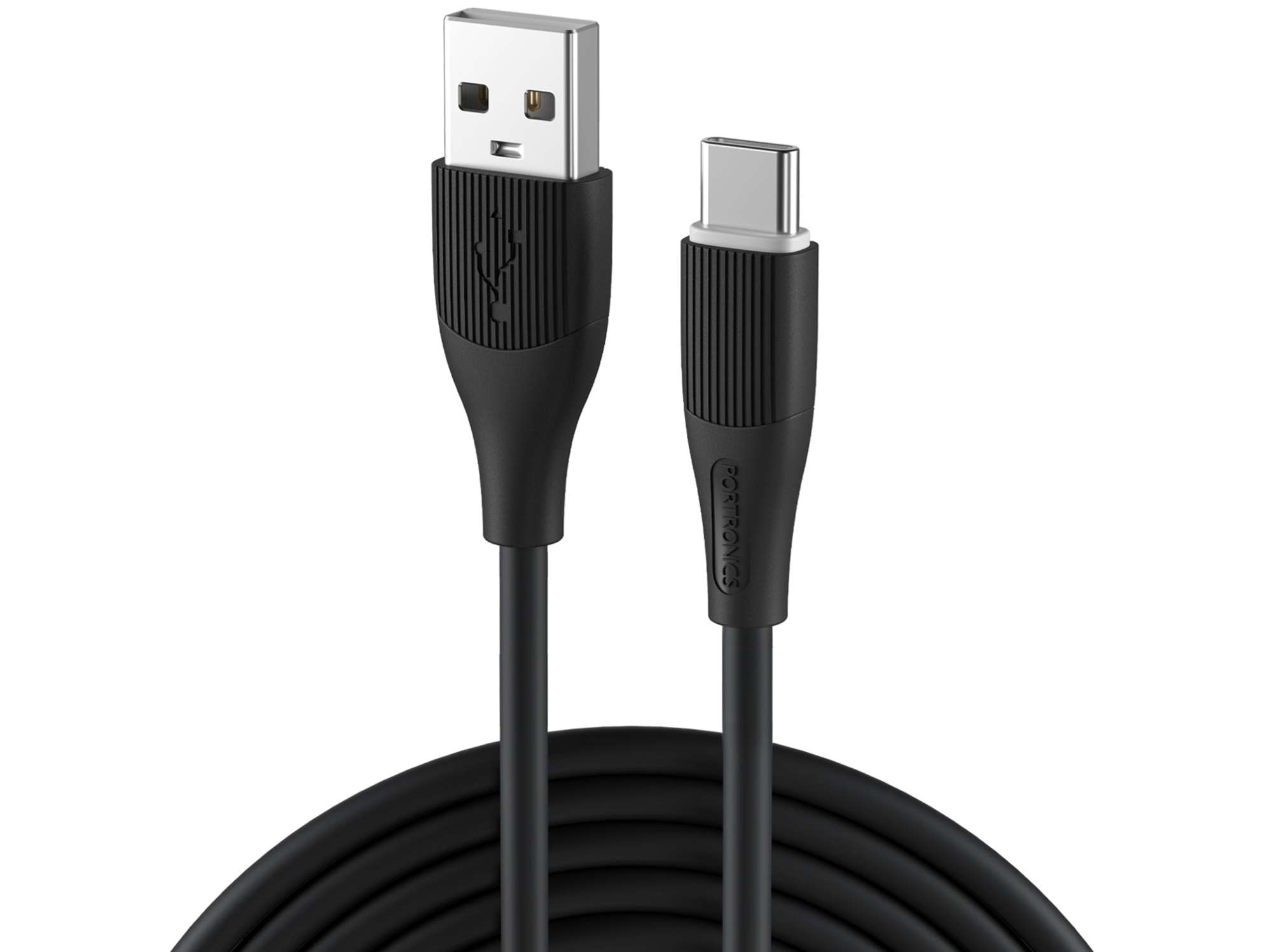 Portronics Silklink - USB TO Type C 3A 1M USB A to Type C Cable, Liquid Silicone Material, 1m Cable length, Tangle Free Cable - Black