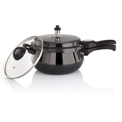 Premier Cucina Trendy Black Induction Bottom Handi Pressure Cooker With Glass Lid - 5.5 Ltr Premier Cucina Trendy Black Induction Bottom Handi Pressure Cooker With Glass Lid - 5.5 Ltr