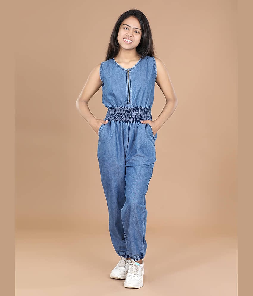 StyleStone Girls Cotton Jumpsuit ( Pack of 1 , Blue )