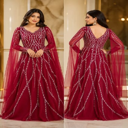Premium Designer Gown Rani Colour Occasion None