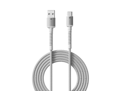 Portronics Konnect X Usb To Type C 3A -1M Unbreakable & Durable, Fast Charging & Data Sync, 1 Meter Portable Cable - White
