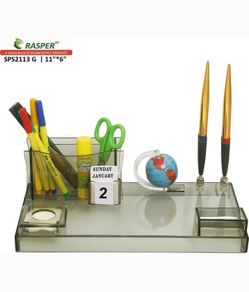 Rasper Executive Acrylic Table Top Pen Stand With Globe