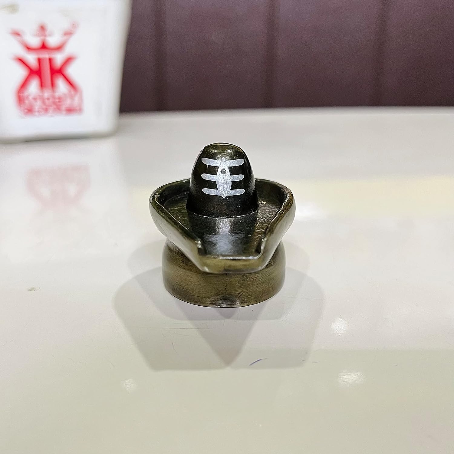 DreamKraft Metal Shivling Idol | 5cm x 3.5cm x 3.5cm | Brass Finish, 120 gm