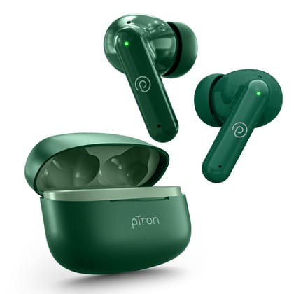 pTron Zenbuds X1 4 HD Mic TWS Earbuds w/AI-ENC Clear Calls, 40hrs Playtime, Pristine Sound, in-Ear Sensor, 40ms Movie/Music Modes, Bluetooth 5.3 Headphones, Type C Fast Charging & IPX5 (Green) pTron Zenbuds X1 4 HD Mic TWS Earbuds w/AI-ENC Clear Calls, 40hrs Playtime, Pristine Sound, in-Ear Sensor, 40ms Movie/Music Modes, Bluetooth 5.3 Headphones, Type C Fast Charging & IPX5 (Green)