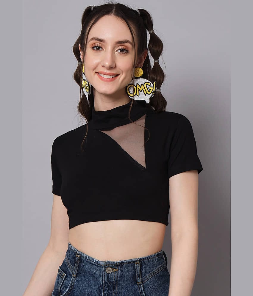 The Dry State Women's Cotton Crop Top ( Black )