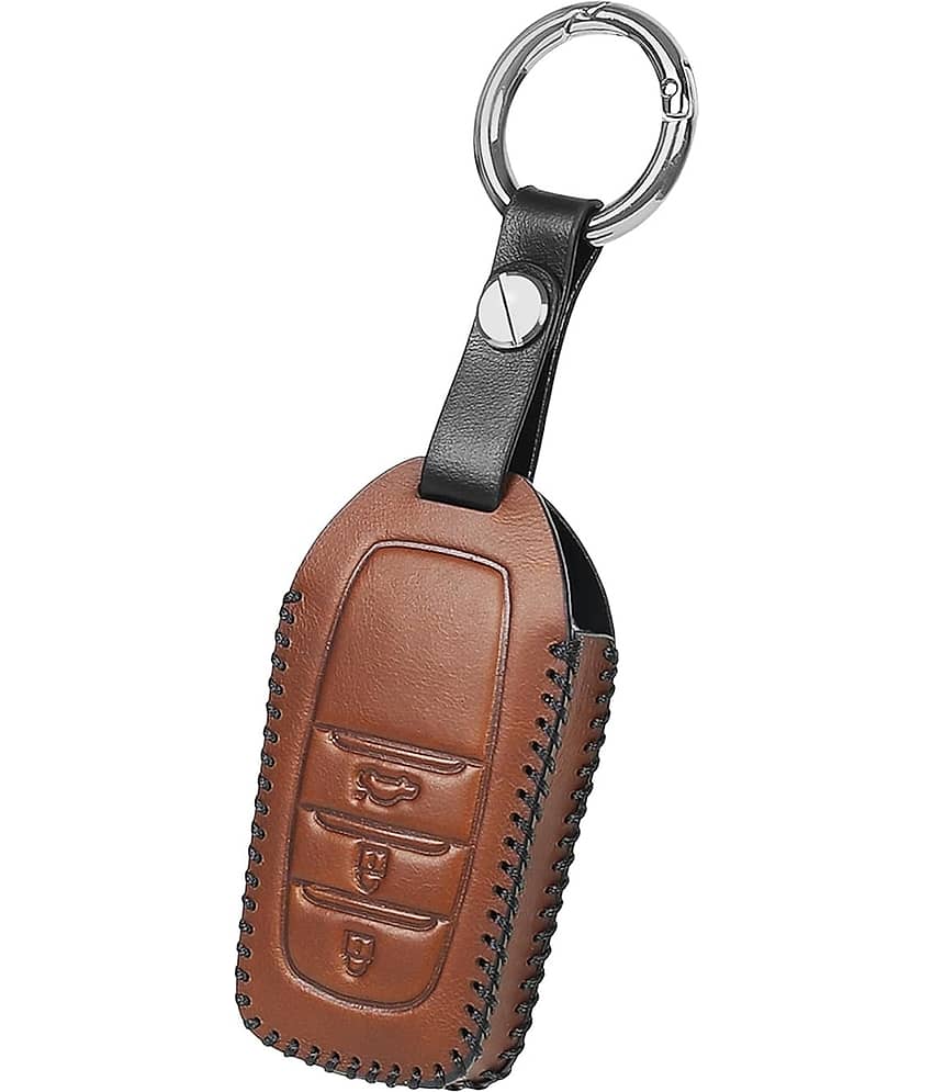 Soft Handmade Leather Key Cover Compatible with Toyota Fortuner, Hilux, Innova Crysta, Fortuner Legender, Innova HyCross, Land Cruiser 2B/3B Smart Key