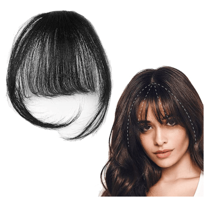 PRISHA HAIR Clip in Bangs Front Neat Fringe One Piece Clip in Fringe Hair Extensions with Temples for Women