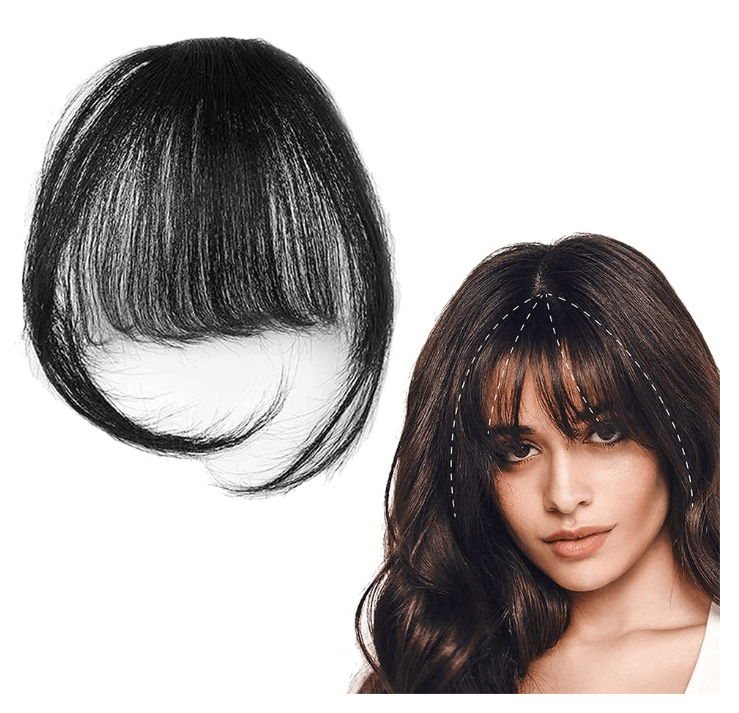 PRISHA HAIR Clip in Bangs Front Neat Fringe One Piece Clip in Fringe Hair Extensions with Temples for Women