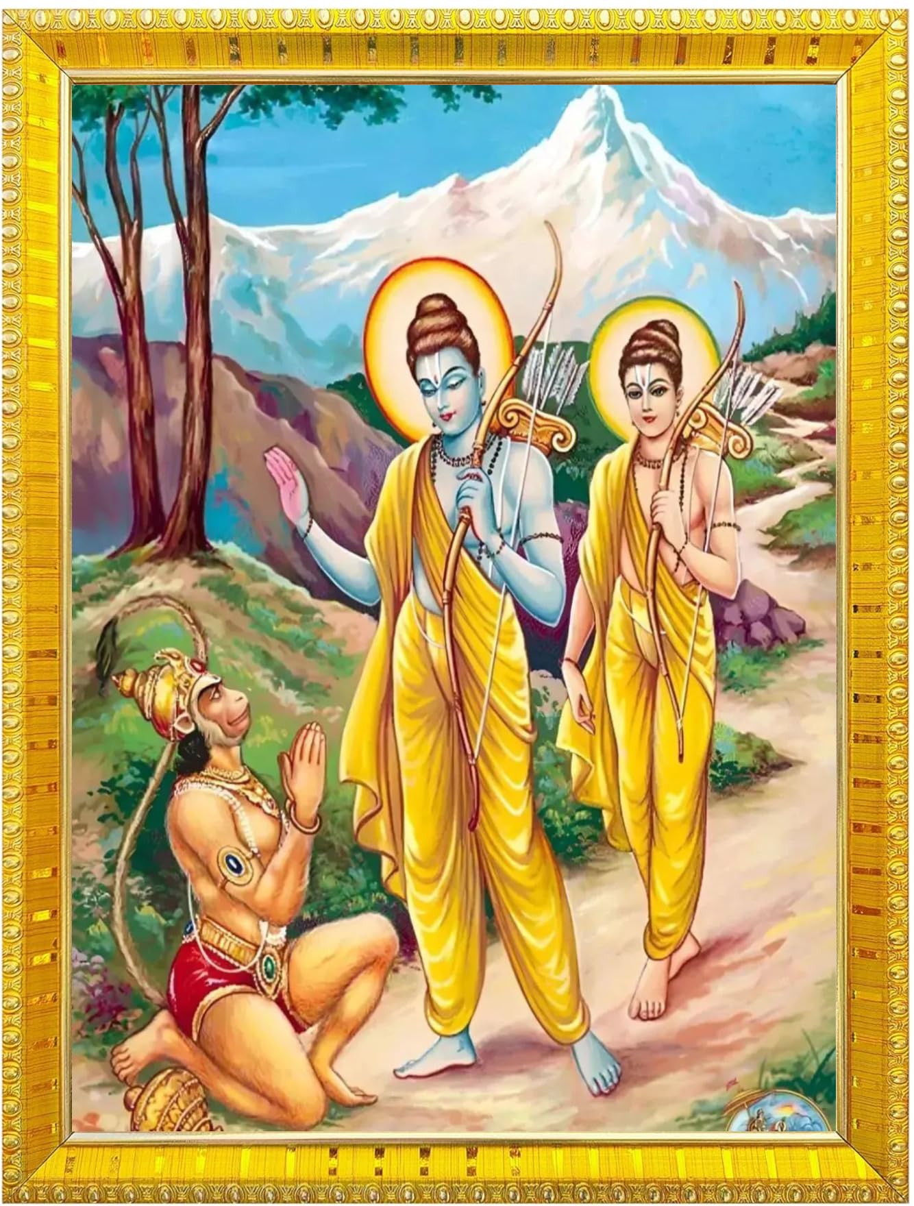 NOKKES Hanuman Bajrangbali Hanumanji Maruti Golden 5X7 Inch Photo Frame_AQW38