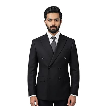 Men's Double-Breasted Slim Fit Blazer, Black, Formal Suit Jacket with Notch Lapel Men's Double-Breasted Slim Fit Blazer, Black, Formal Suit Jacket with Notch Lapel