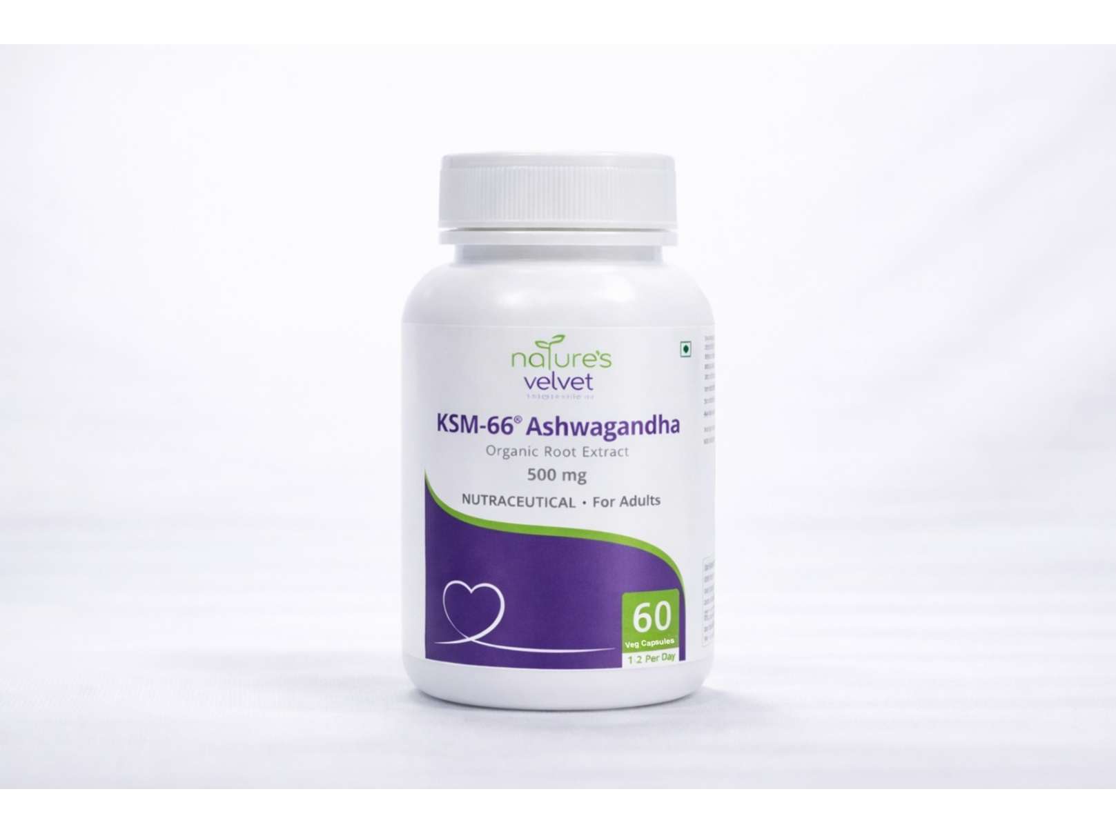 Natures Velvet KSM-66 Ashwagandha Extract 500 mg  60 Veg Capsules for Stress Relief, Stamina, Anxiety Support and Immunity Booster