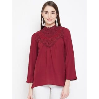 Purys Women Maroon Solid Regular Top