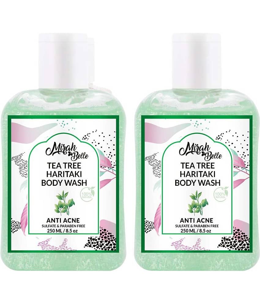 Mirah Belle Organic Tea Tree Anti Acne For Healing Acne, Pimples, SLS, Paraben, GMO Body Wash 250 mL Pack of 2