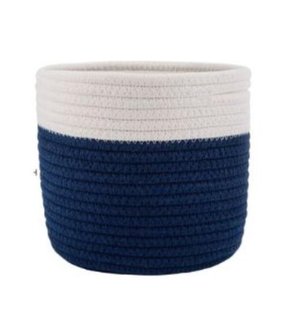 Generic Cotton Flower Pot With Out Lid (White-Blue)-PID66471