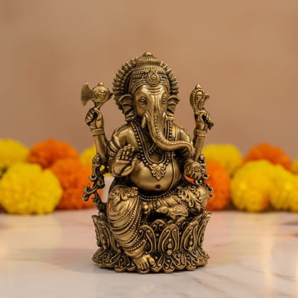 Brass Ganesh Ji Murti – Traditional Ganesha Brass Decorative Idol, Height : 5.2 Inch (BSMAS1823 G) Brass Ganesh Ji Murti – Traditional Ganesha Brass Decorative Idol, Height : 5.2 Inch (BSMAS1823 G)