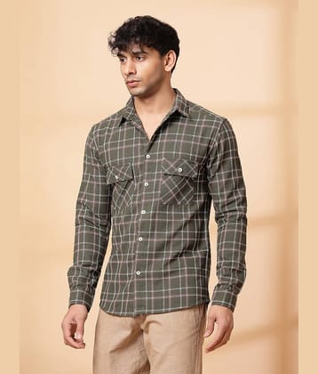 Rigo 100% Cotton Slim Fit Checks Full Sleeves Men's Casual Shirt - Green ( Pack of 1 )