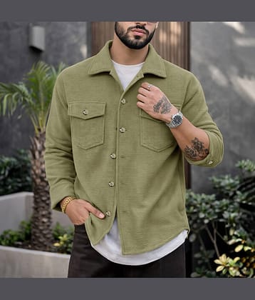 Eyebogler Polyester Oversized Fit Solids Full Sleeves Men's Casual Shirt - Beige ( Pack of 1 )