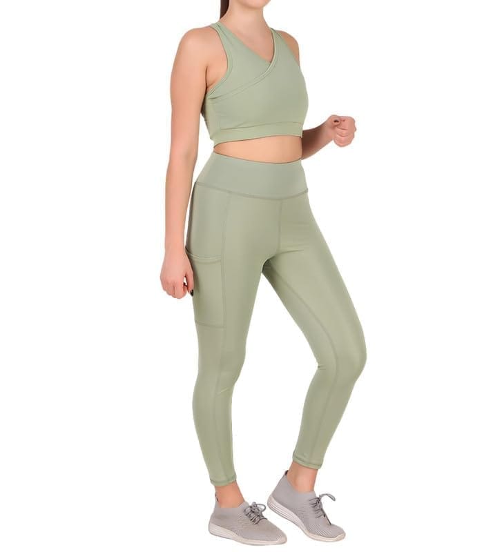 Women's Polyester Solid Ankle Length High Waisted Tights (Sea Green, 2XL)-PID61846