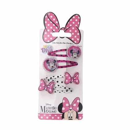 Li'l Diva Minnie Mouse Polka Dor Hair Clips Set of 2 For Girls 3 Years And Above