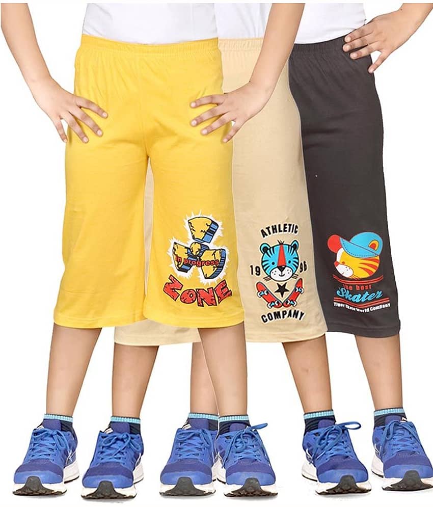 Dongli Pack of 3 Cotton Three-Fourth For Boys ( Multi Color )