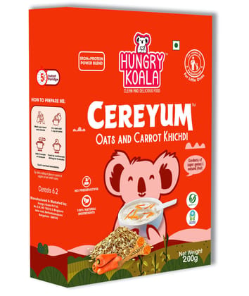 HUNGRY KOALA Oats & Carrot Khicdi Cereal Made With Natural Ingridients For Kids To Grow Healthy No Preservative Or Additives Or Maida