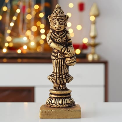 Brass Radha Ji God Idol - Premium Religious Showpiece, Height : 3 Inch (BSMAS1611 R)