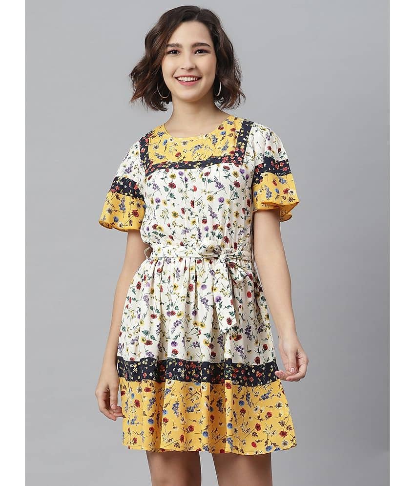 StyleStone Women Polyester Fit & Flare Dress ( Multi Color )